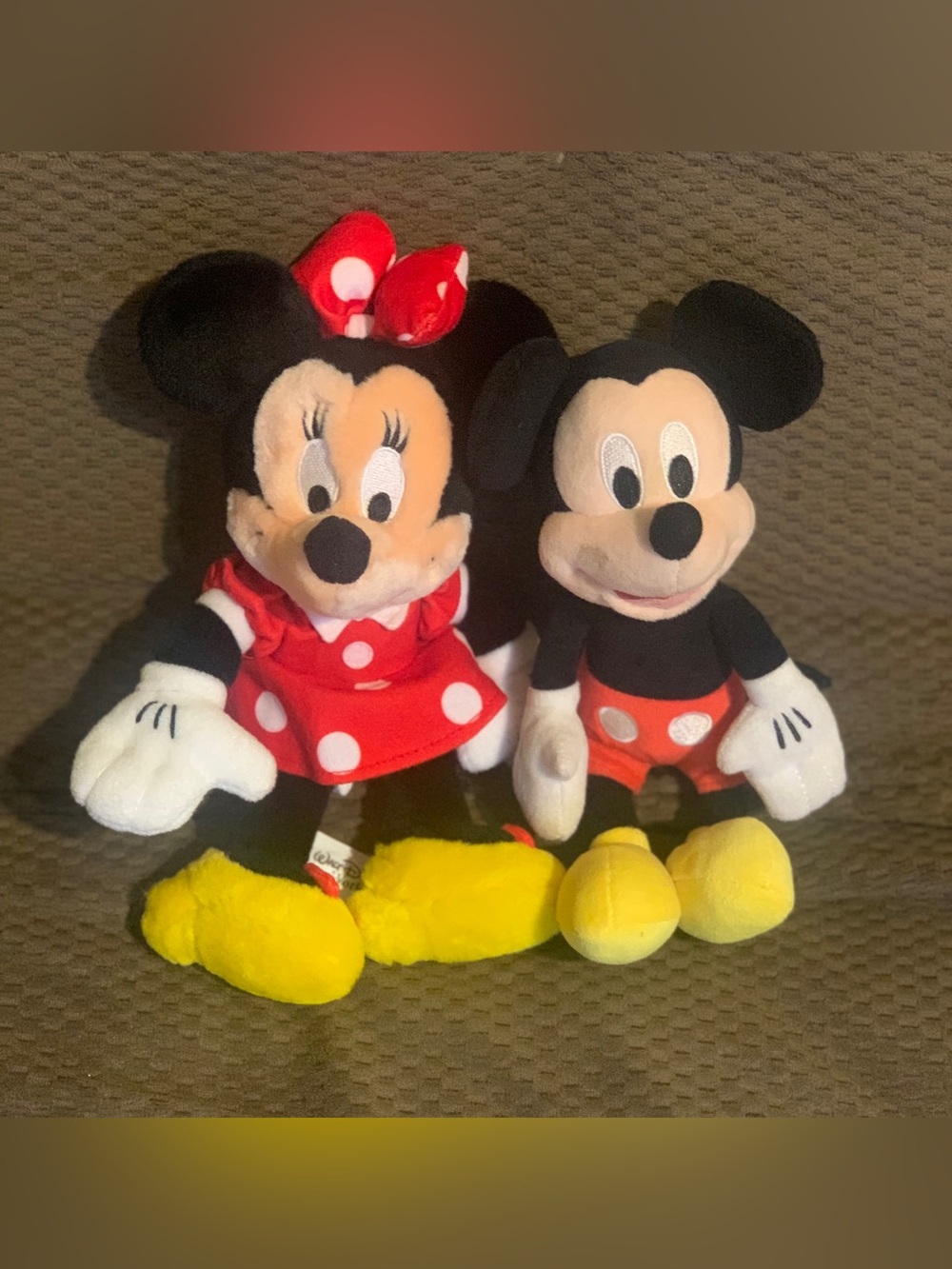 Disney Classic 10” Minnie & 9” Mickey Plush Toy Set - Red, Black, Yellow